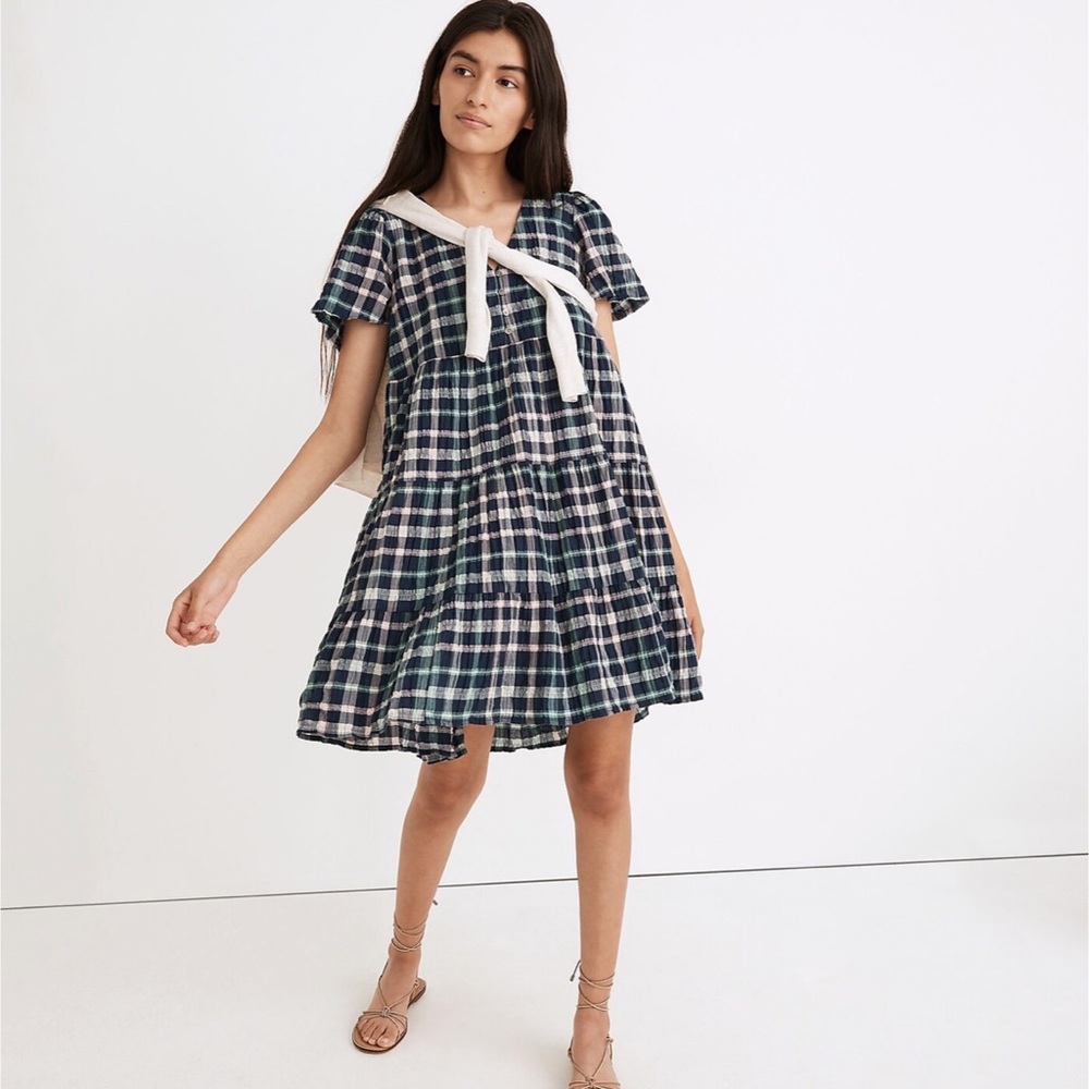 Madewell Plaid Button Front Tiered Babydoll‎ Dress